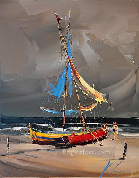 two boats Kal Gajoum Oil Paintings